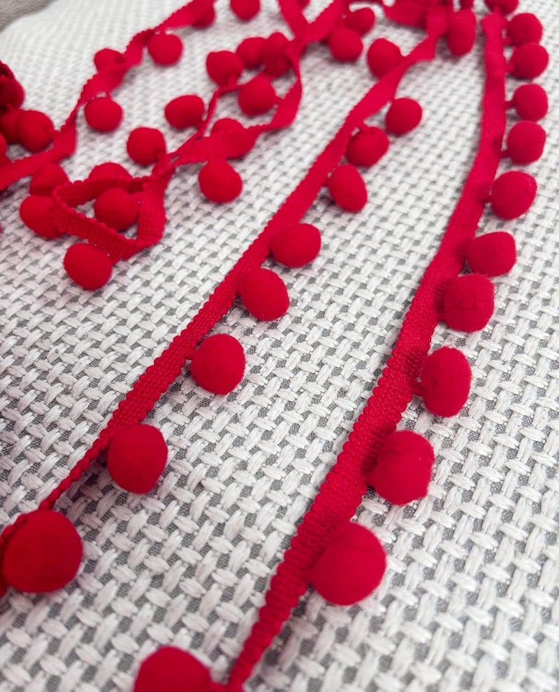 Autupy 10 Yards 16mm Wide Red Pom Pom Ball Fringe Trim Sewing Fringe Fabric Trim Ribbon for DIY Crafts Sewing - Image 5